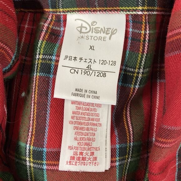 Disney Store Mickey Mouse Pajama Set Mens Size Extra Large Plaid Flannel Santa - Picture 4 of 5